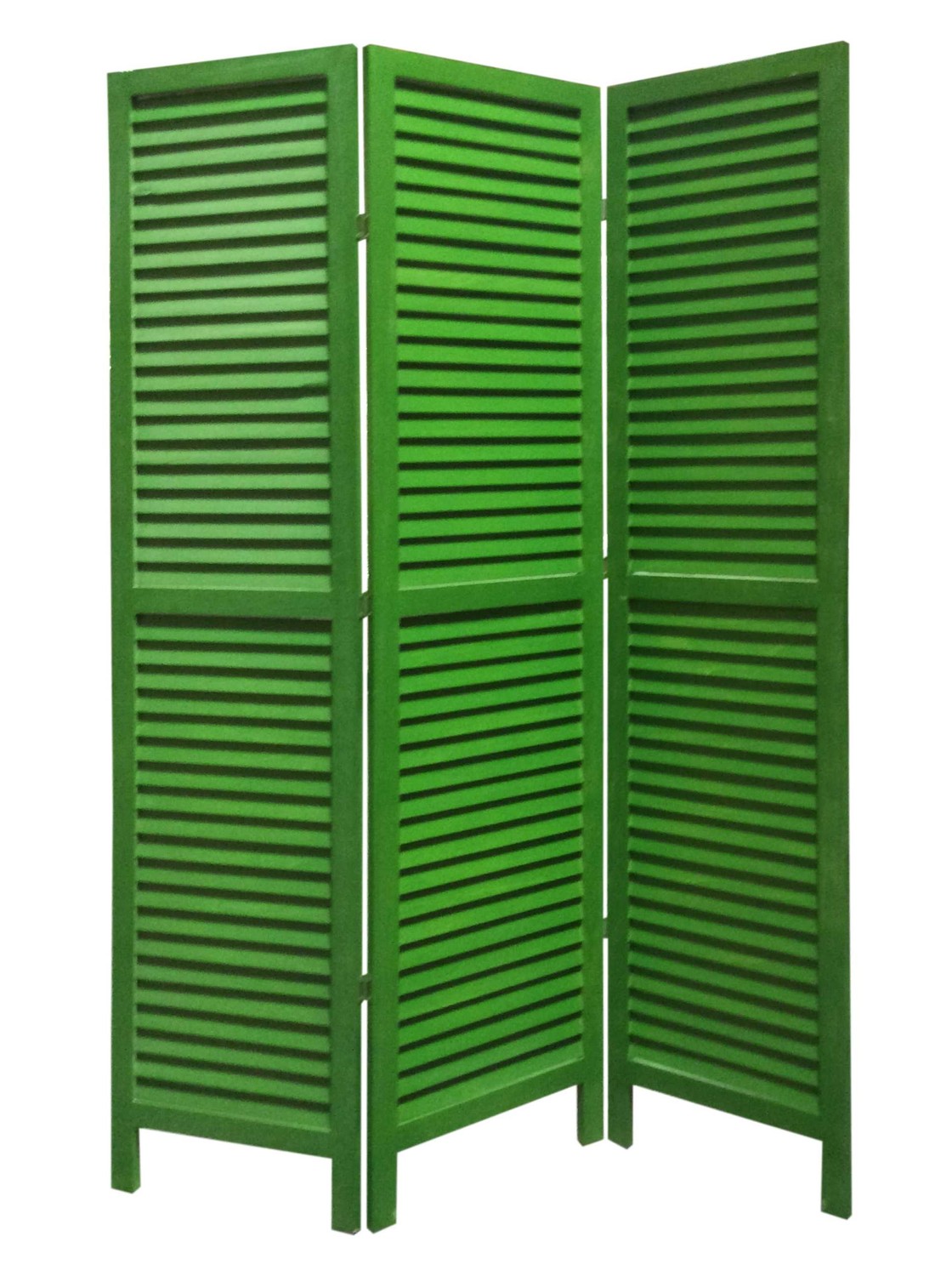 1" x 48" x 67" Green, Wood, Shutter -Screen