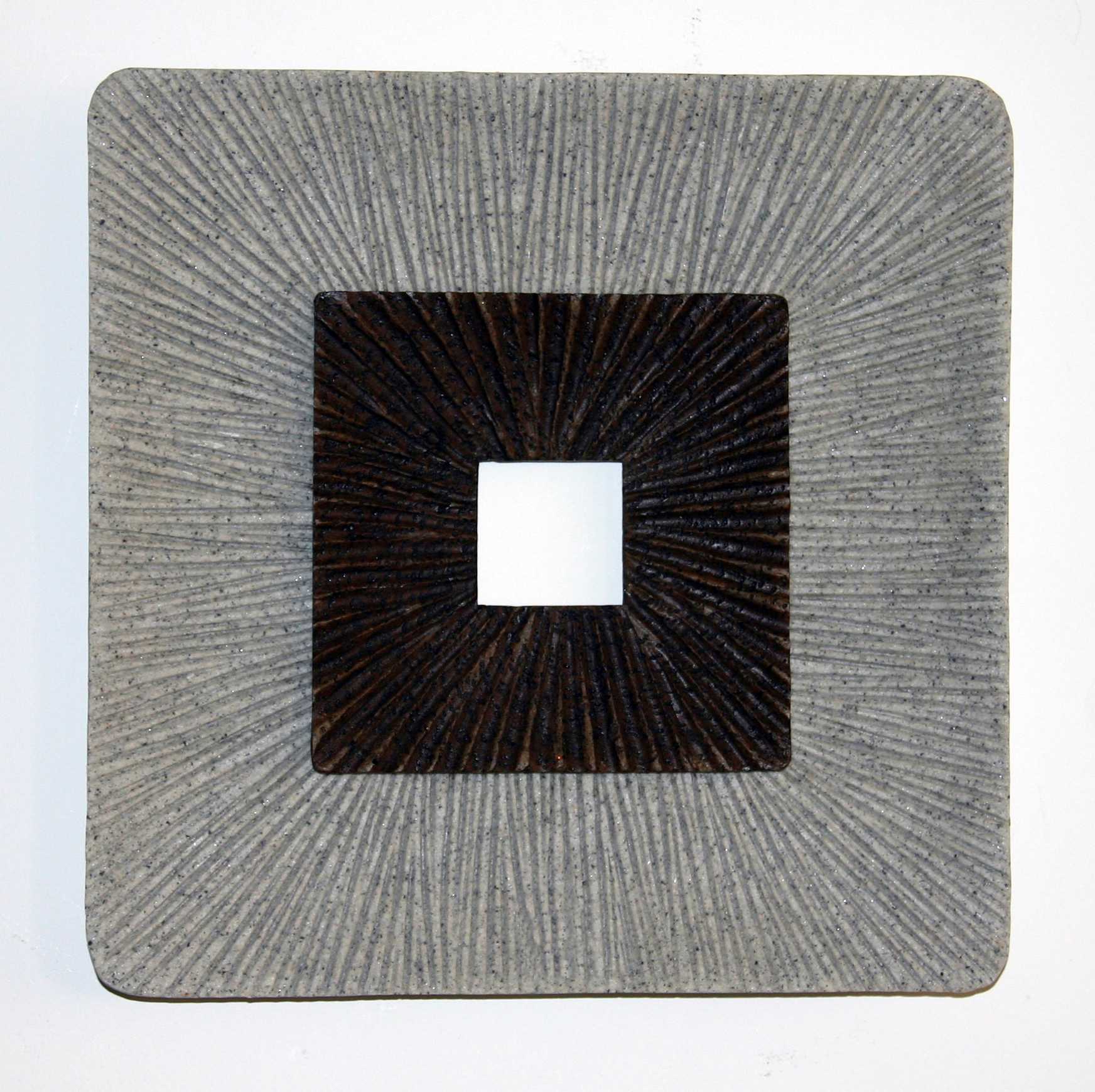 1" x 14" x 14" Brown & Gray, Square, Ribbed - Wall Art