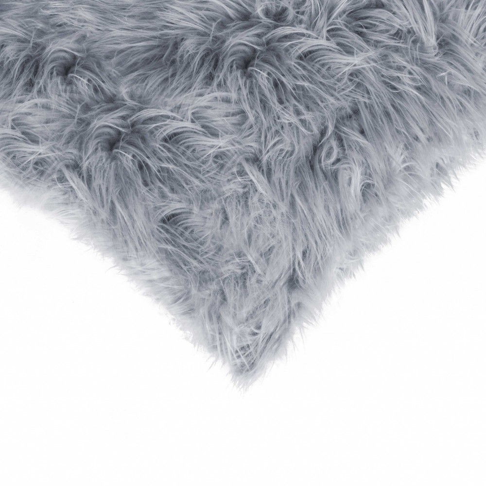 18" x 18" x 5" Gray Faux Fur - Pillow