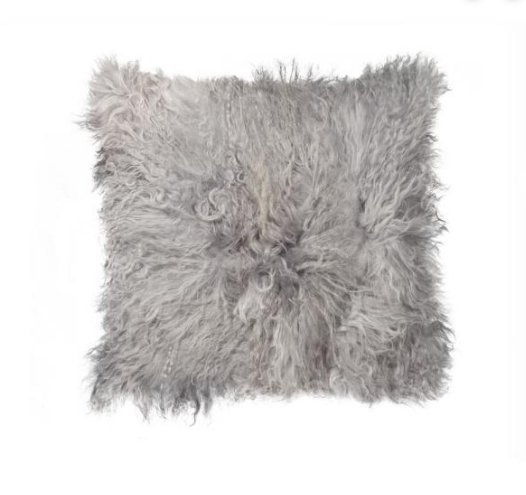 18" x 18" x 5" Gray Sheepskin - Pillow