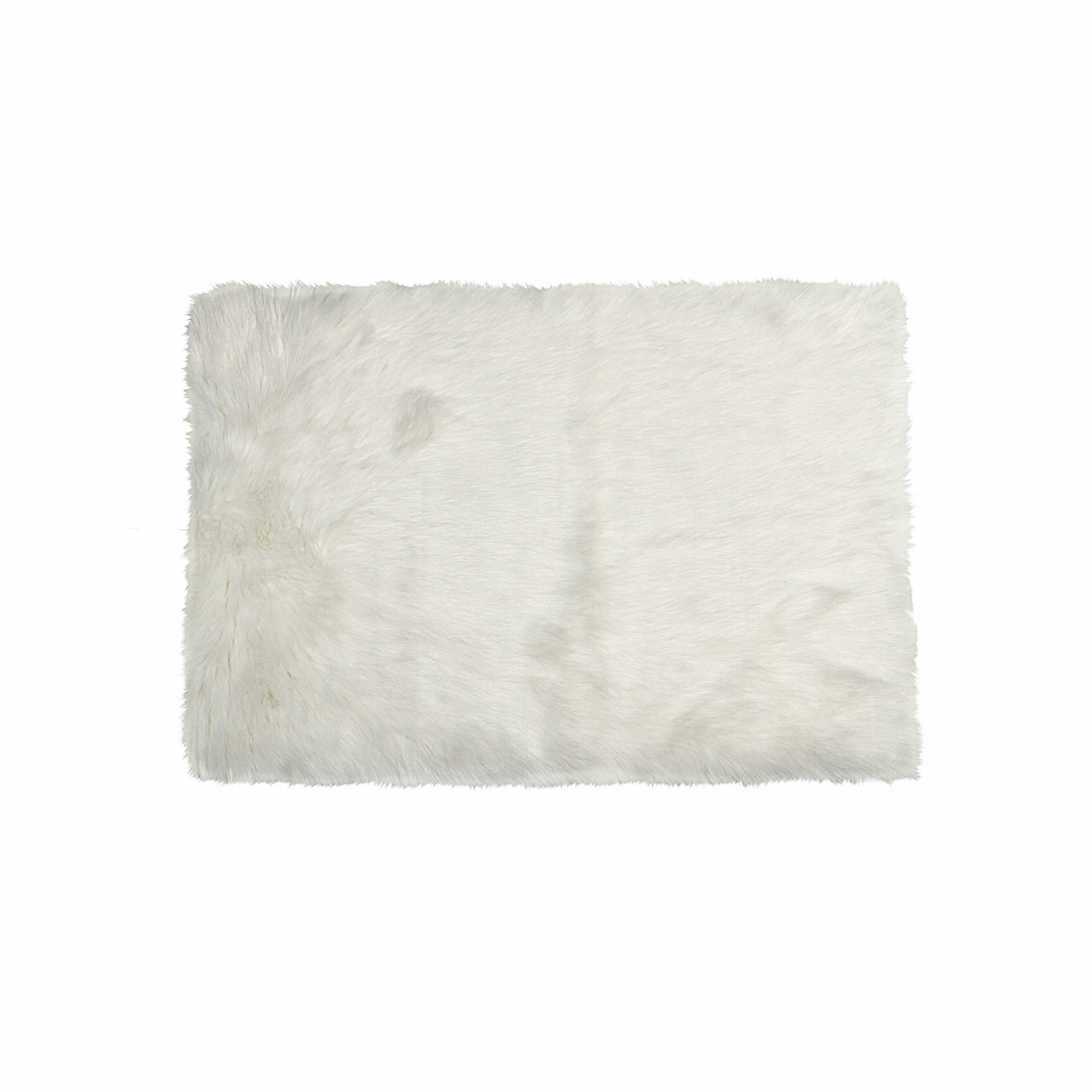 60" x 96" x 1.5" Off White, Faux Fur, Rectangular - Area Rug