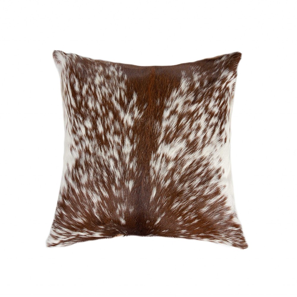 18" x 18" x 5" Salt And Pepper Brown And White Cowhide - Pillow