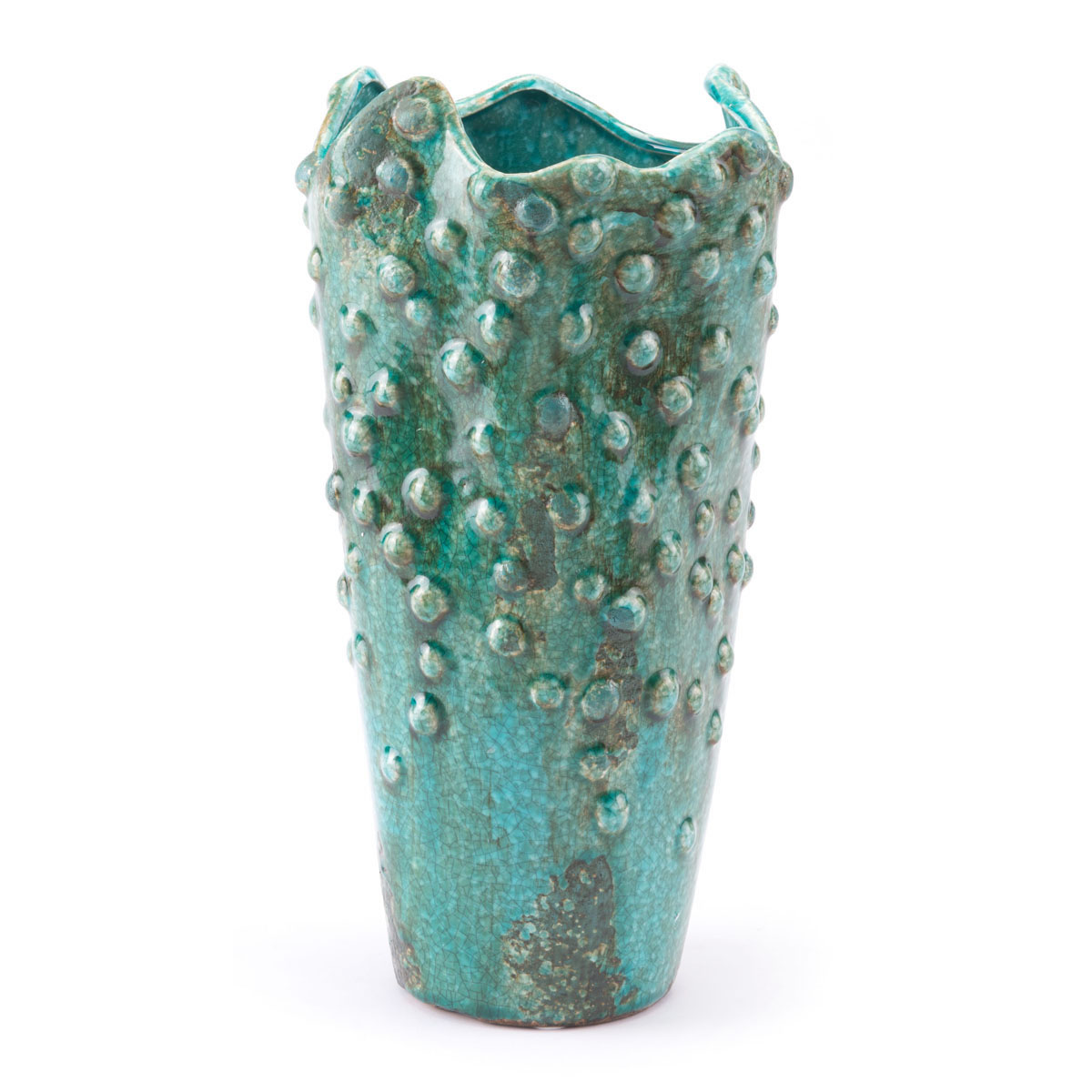 7.3" x 7.3" x 13.2" Green, Ceramic, Medium Vase