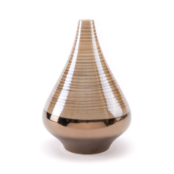 Two Tone Taupe Luster Ceramic Vase
