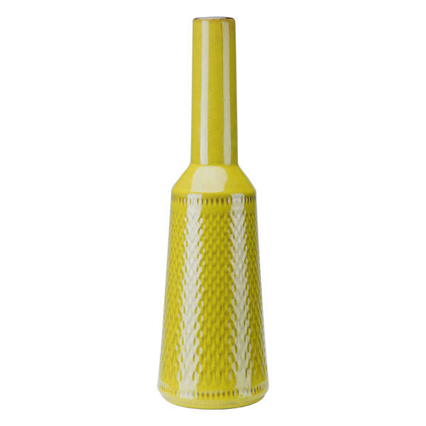 5.1" X 5.1" X 17.9" Long Neck Olive Green Decorative Bottle