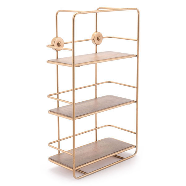 14.2" X 5.9" X 23.6" Antique Gold Stairs Shelf