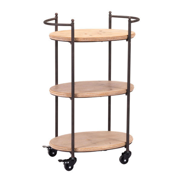 21.9" X 12.2" X 32.5" Brown Tri Level Bar Cart