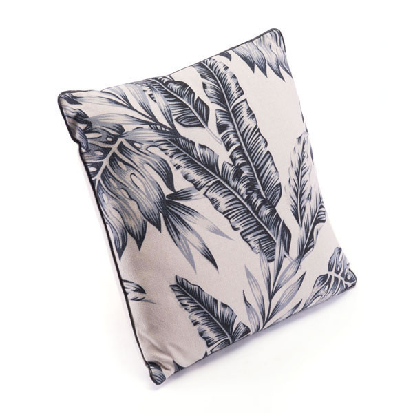 17.7" X 17.7" X 1.2" Black And Beige Leaves Pillow