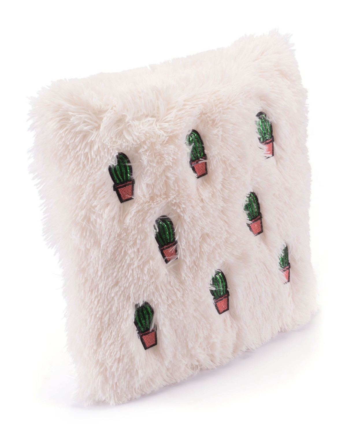 17.7" x 17.7" x 1.2" Beige & Pink, Foam, Cactus Pillow