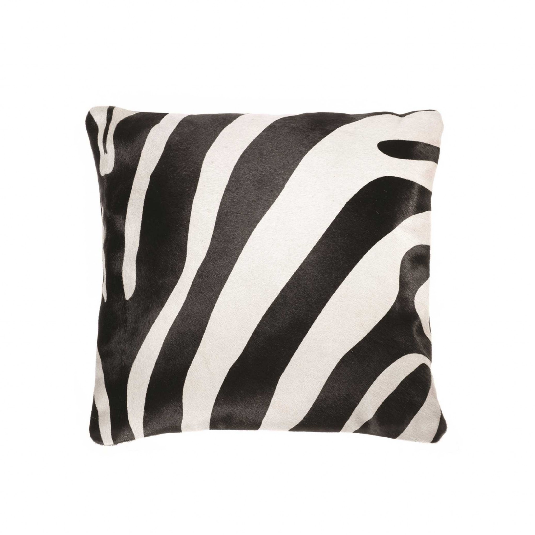 18" x 18" x 5" Zebra Black On Off White Cowhide - Pillow