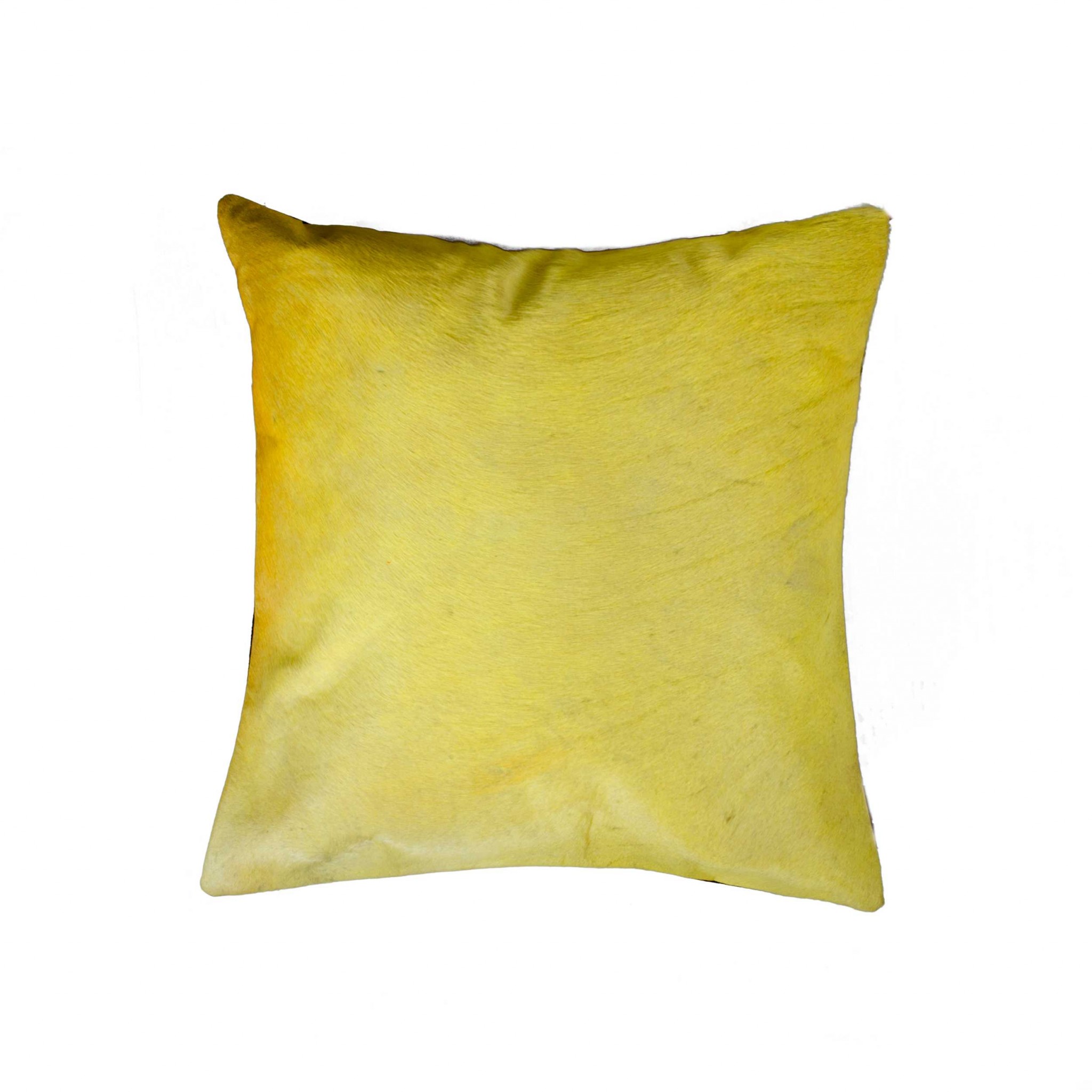 18" x 18" x 5" Yellow Cowhide - Pillow