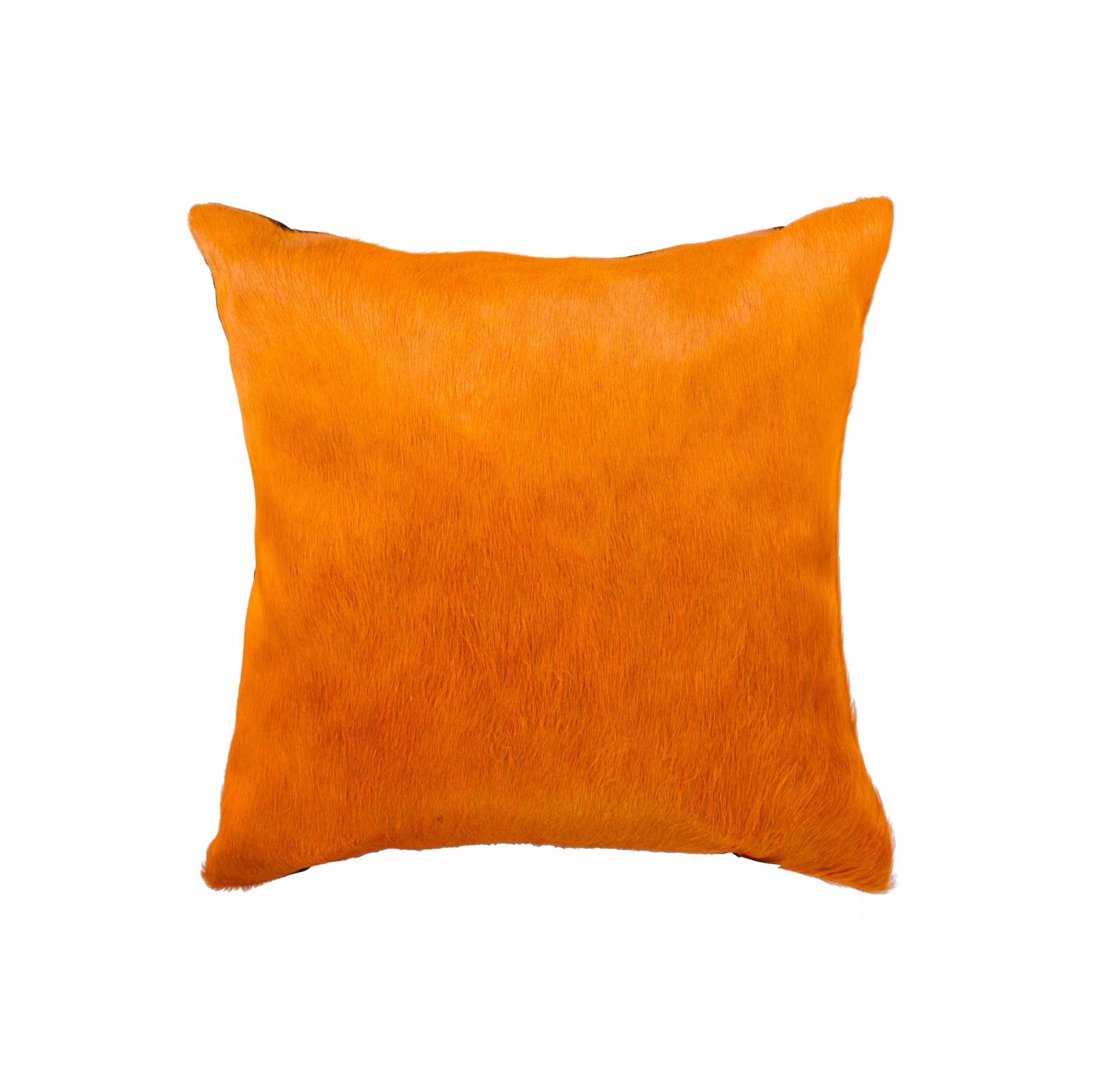 18" x 18" x 5" Orange Cowhide - Pillow