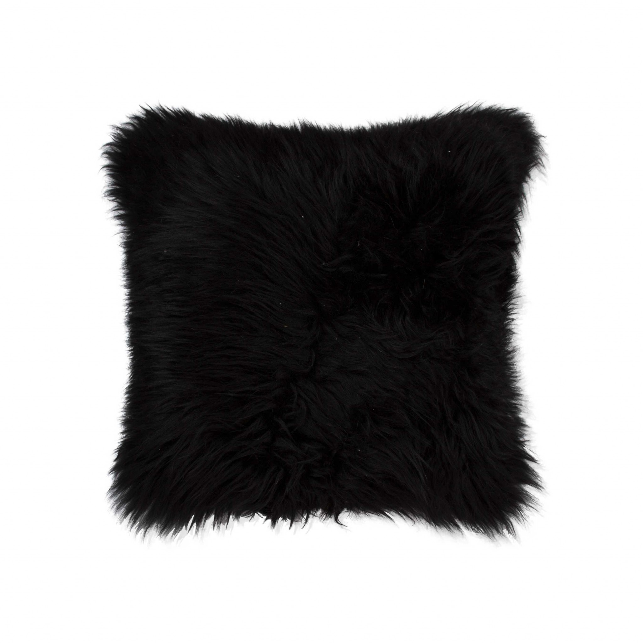 18" x 18" x 5" Black Sheepskin - Pillow