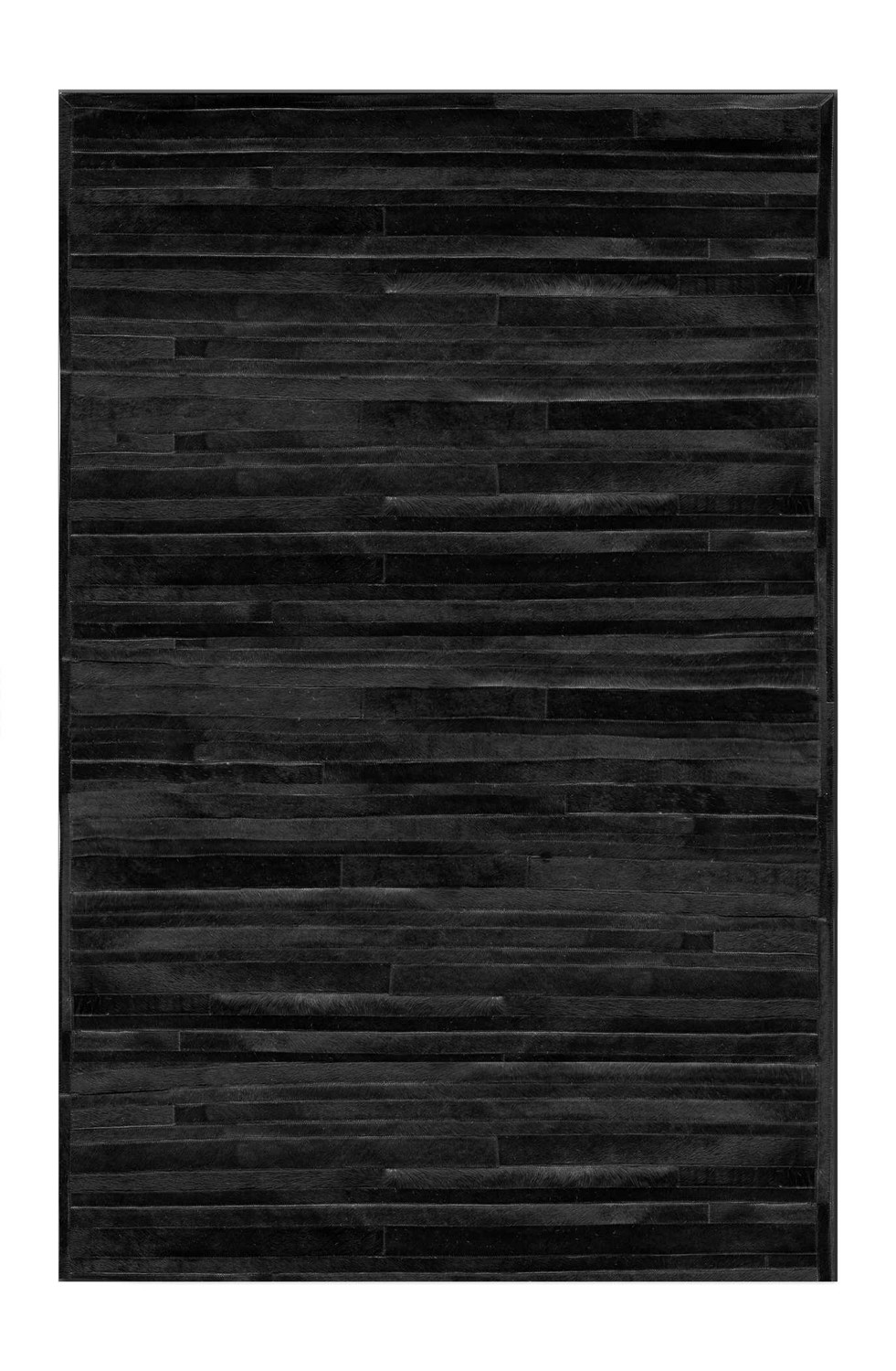 96" x 120" Black Linear, Cowhide Stitched - Area Rug