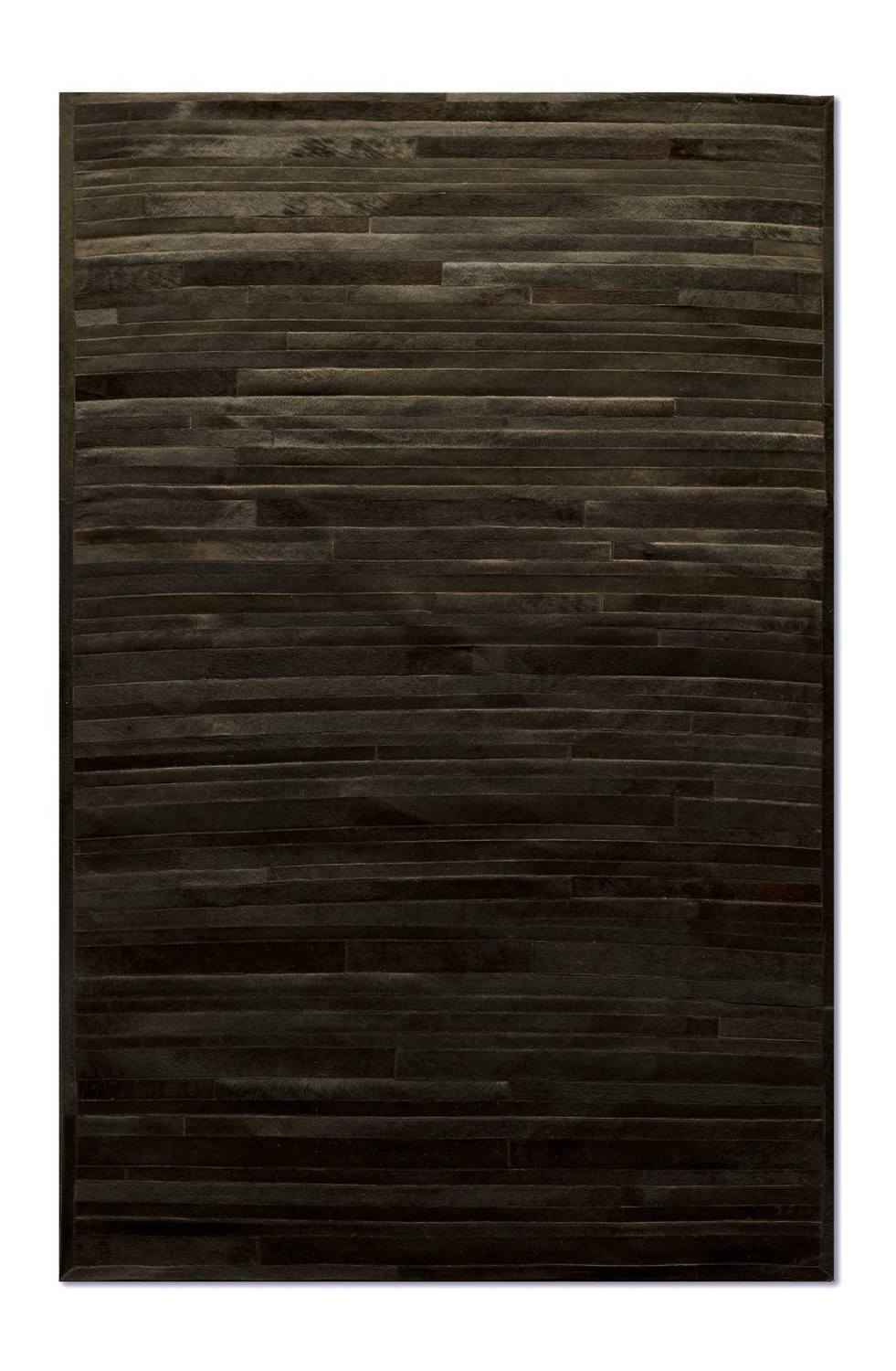 96" x 120" Chocolate Linear, Cowhide Stitched - Area Rug