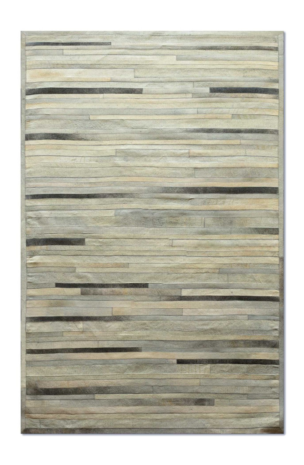 96" x 120" Gray Linear, Cowhide Stitched - Area Rug