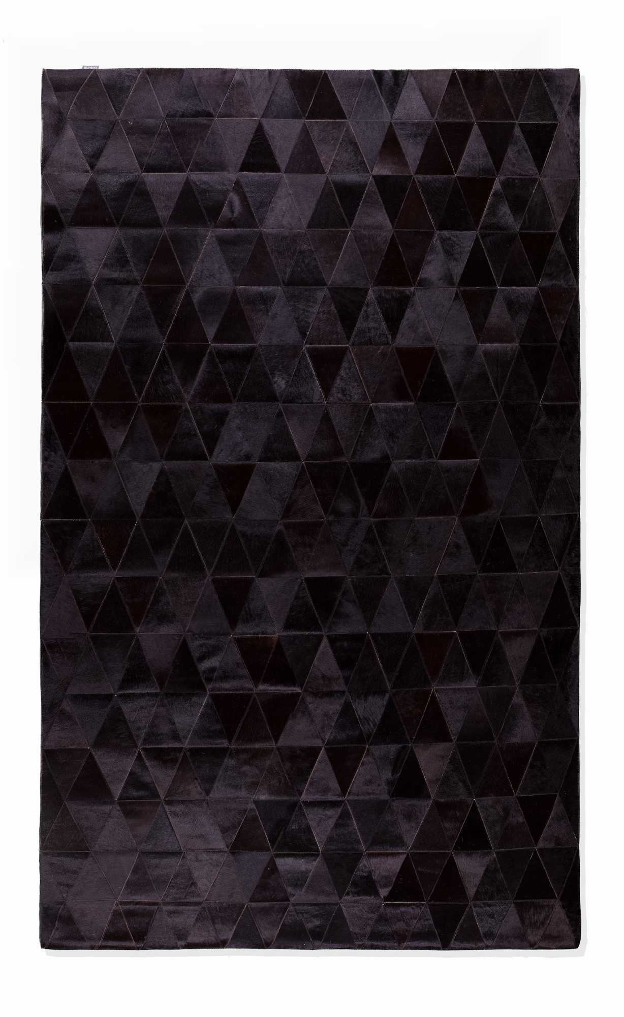 96" x 120" Black Mosaik, Natural Stitched, Cowhide - Area Rug