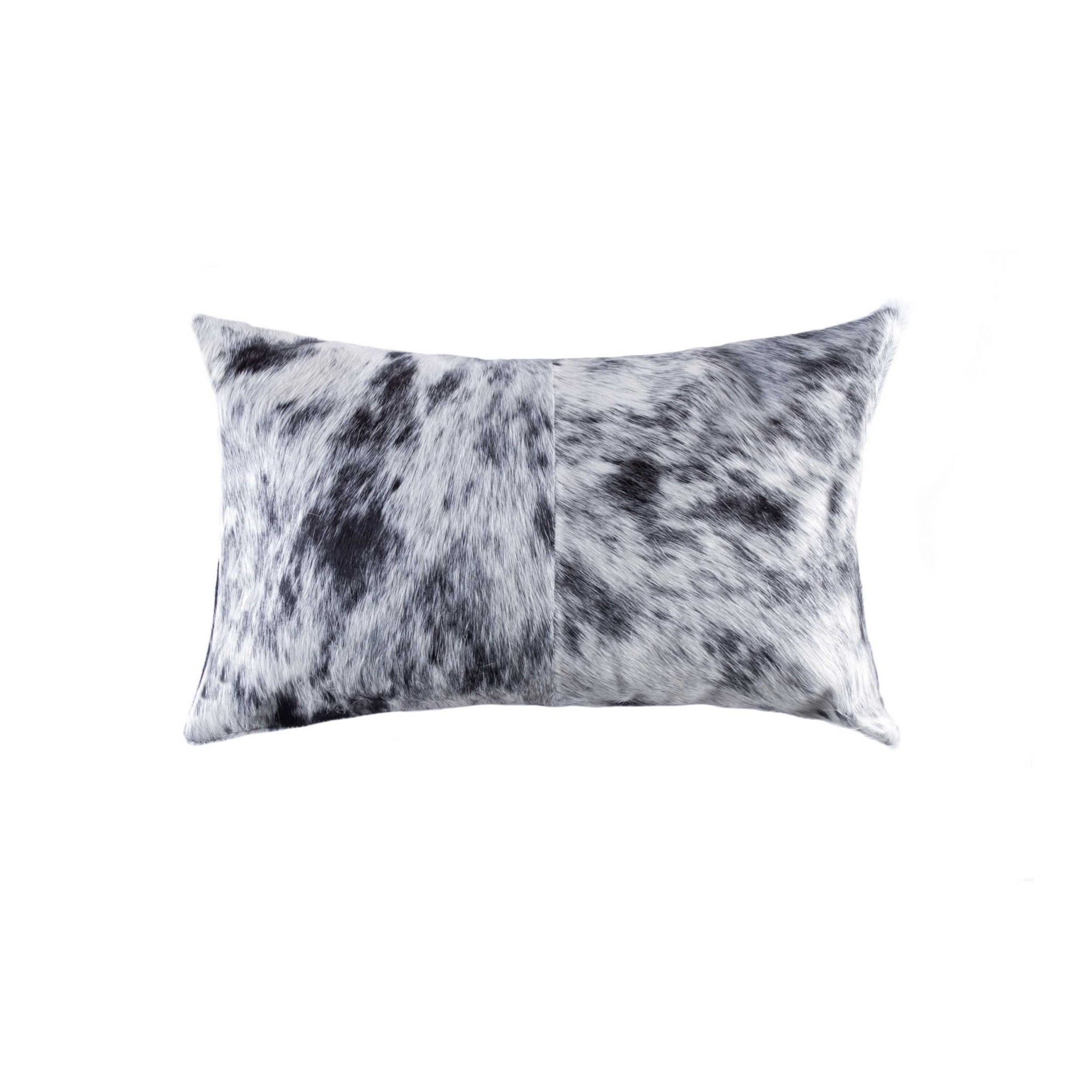 18" x 18" x 5" Salt And Pepper Black And White Cowhide - Pillow