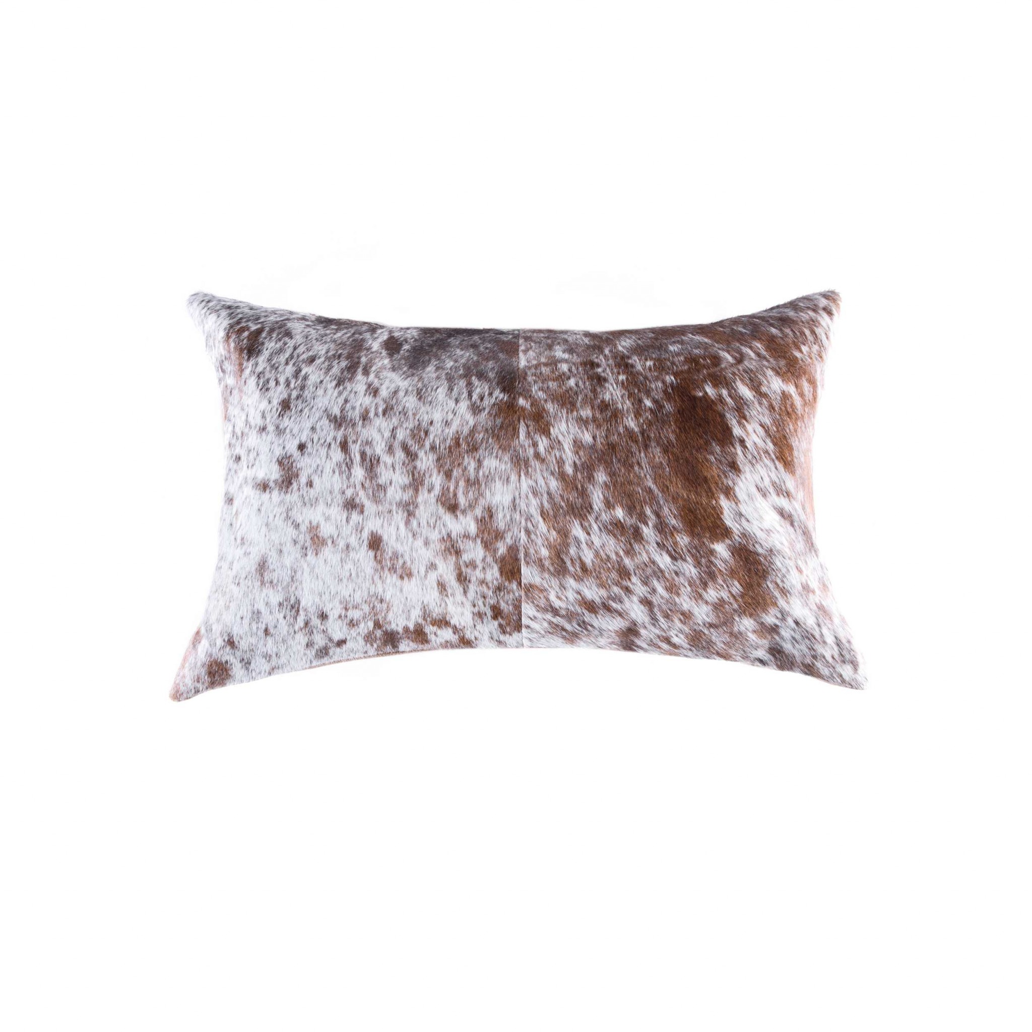 18" x 18" x 5" Salt And Pepper Brown And White Cowhide - Pillow