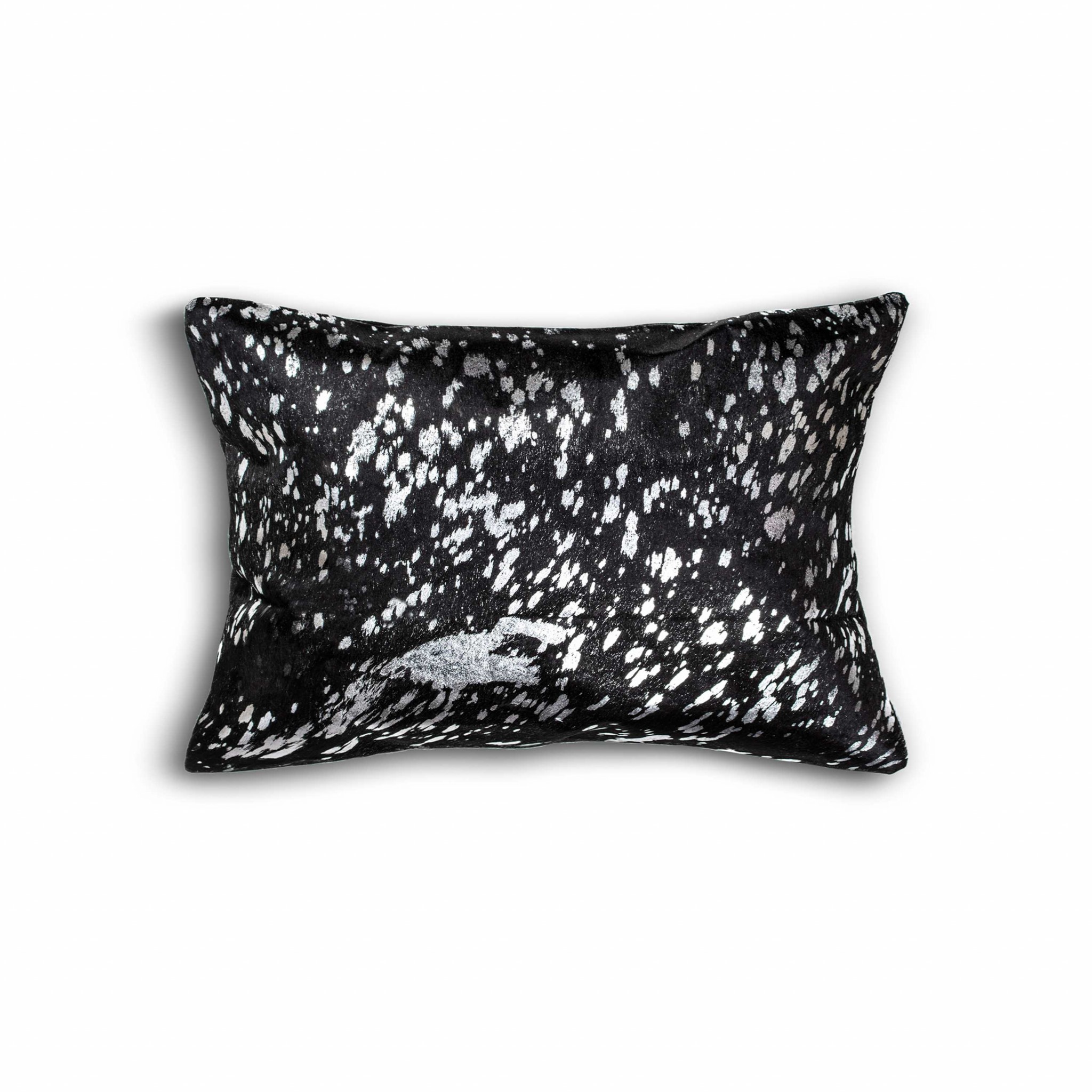 12" x 20" x 5" Black And Silver Cowhide - Pillow