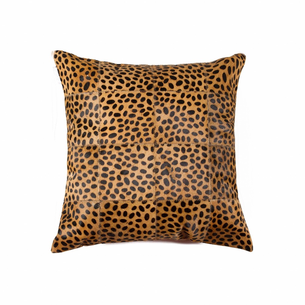 18" x 18" x 5" Cheetah Patchwork Cowhide - Pillow
