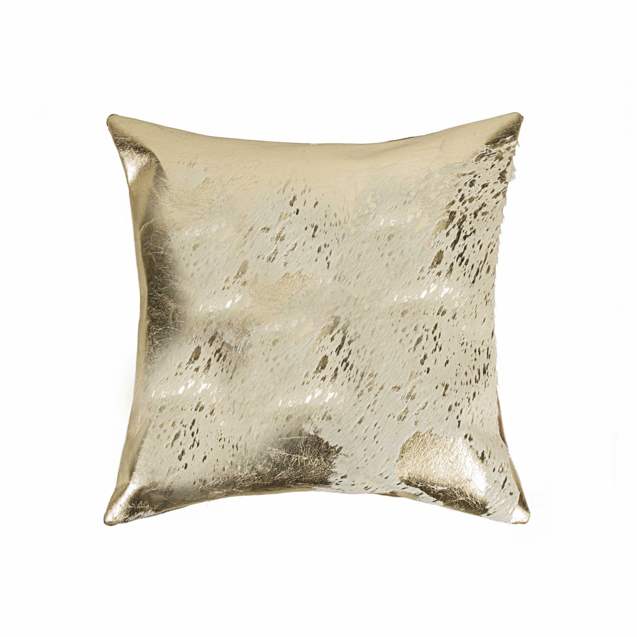 18" x 18" x 5" Gray And Gold Cowhide - Pillow