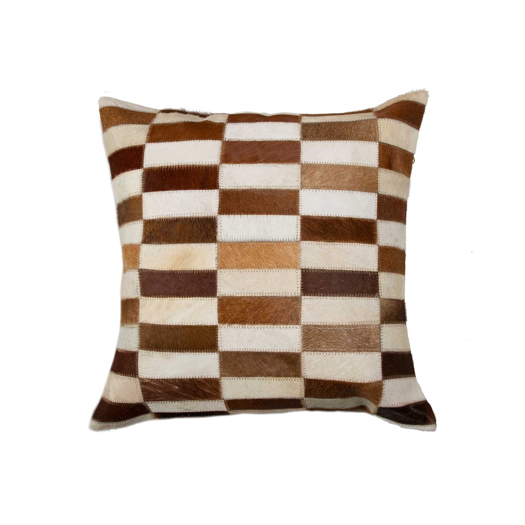 18" x 18" x 5" Brown And White Linear Cowhide - Pillow
