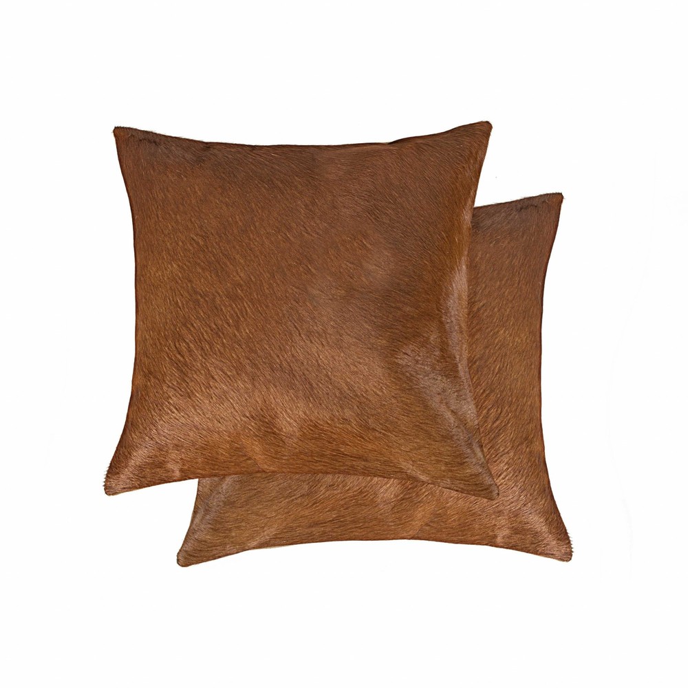 18" x 18" x 5" Brown, Cowhide - Pillow 2 Pack