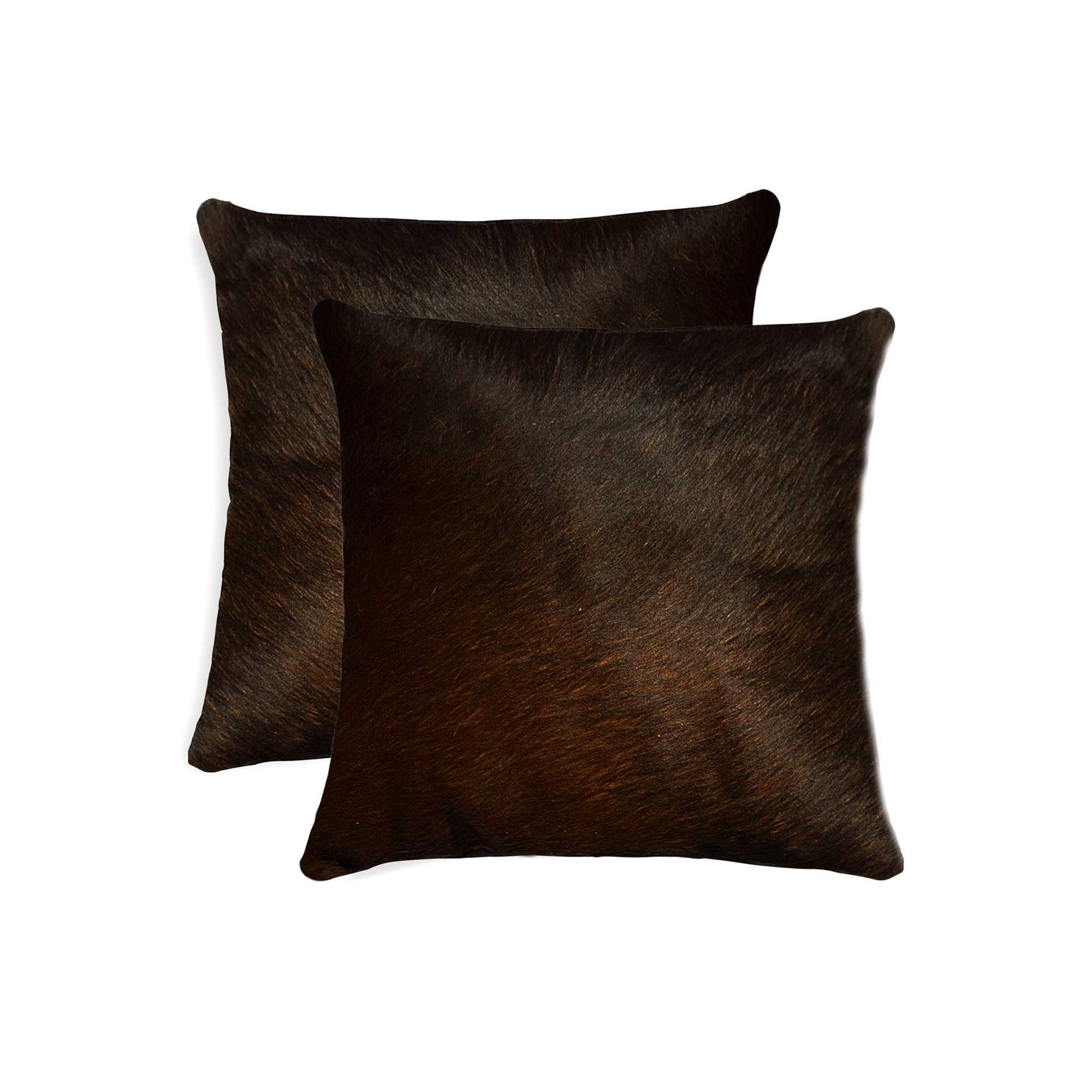 18" x 18" x 5" Chocolate, Cowhide - Pillow 2 Pack
