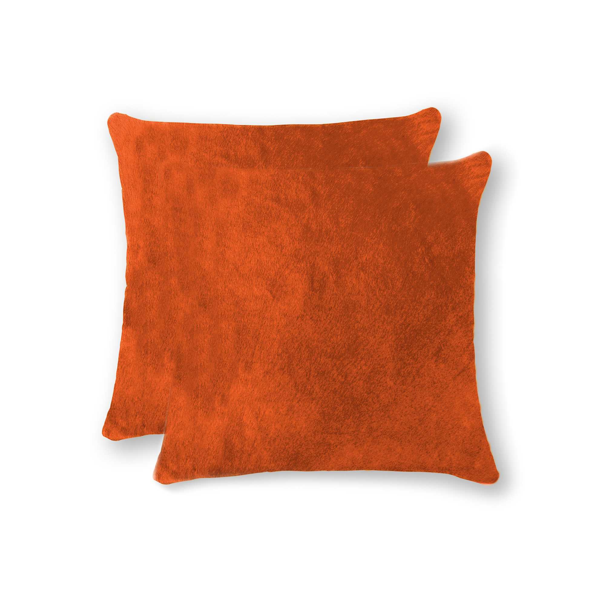 18" x 18" x 5" Orange Cowhide - Pillow 2-Pack