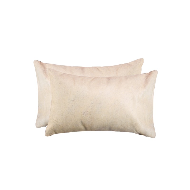 12" x 20" x 5" Natural, Cowhide - Pillow 2-Pack