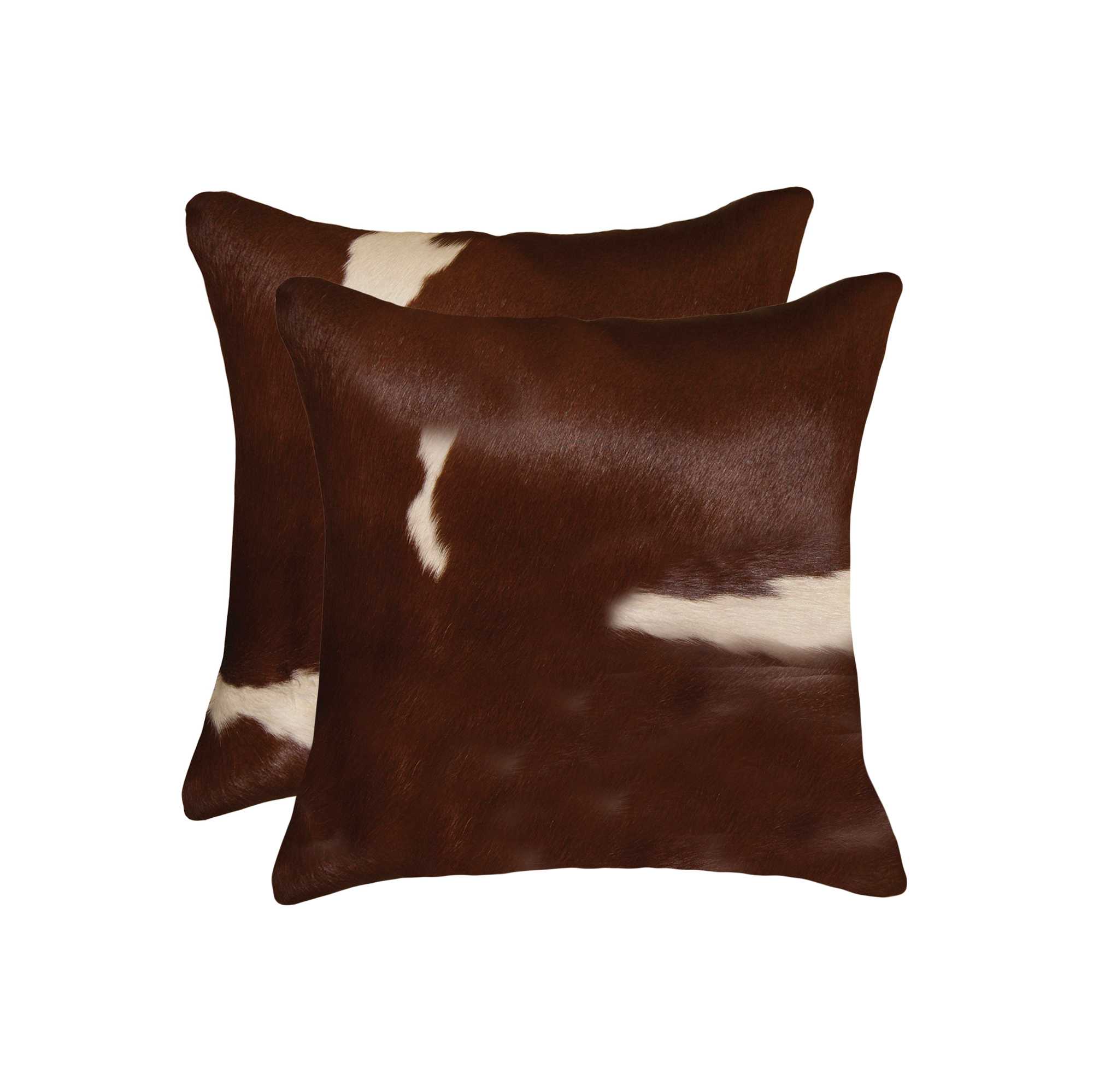 18" x 18" x 5" Brown And White, Cowhide - Pillow 2-Pack