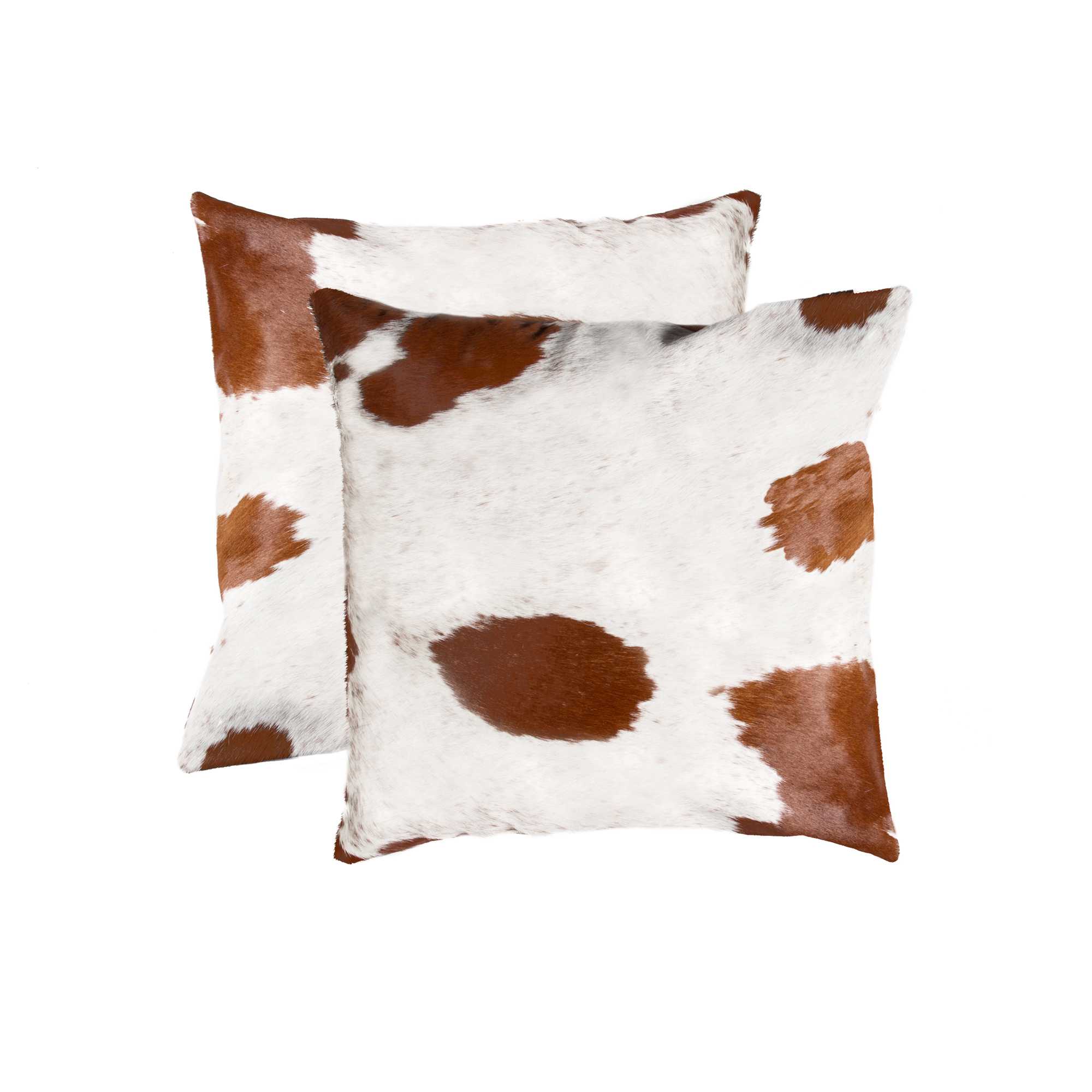 18" x 18" x 5" White And Brown Cowhide - Pillow 2-Pack