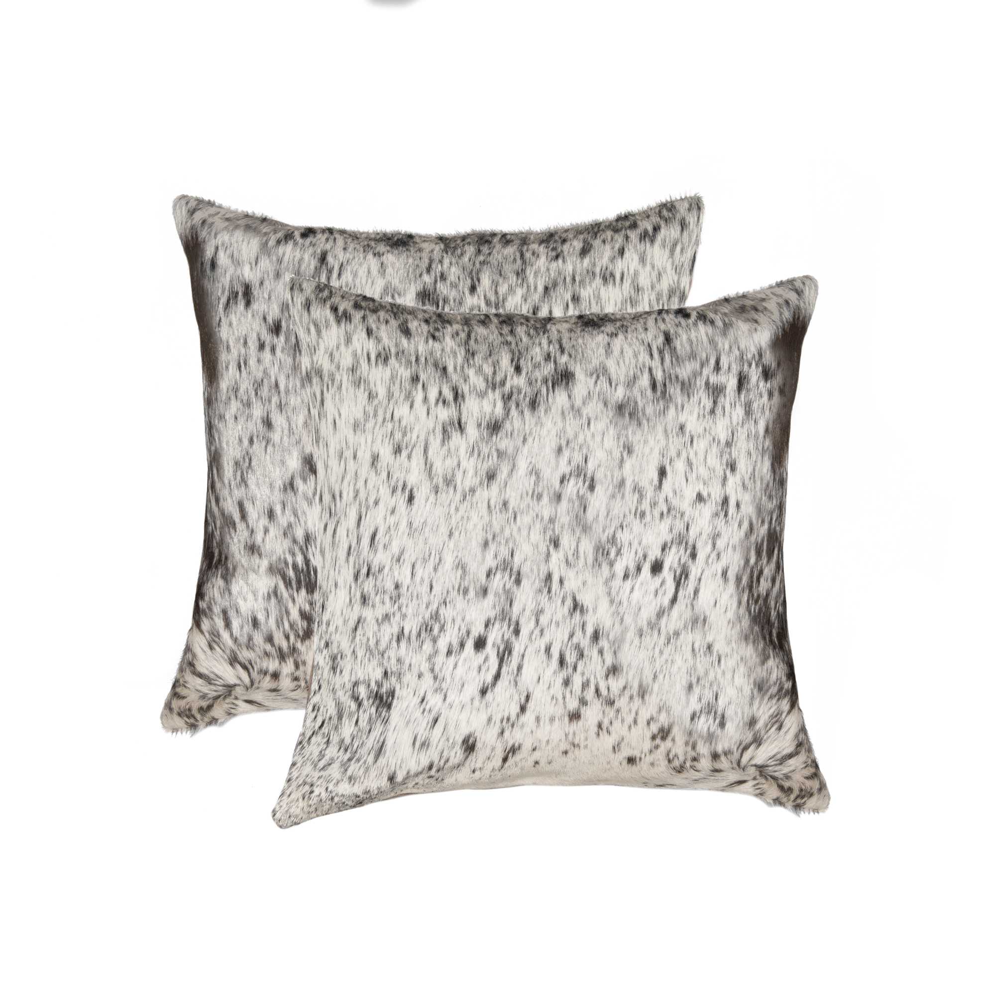 18" x 18" x 5" Salt And Pepper Gray And White Cowhide - Pillow 2-Pack