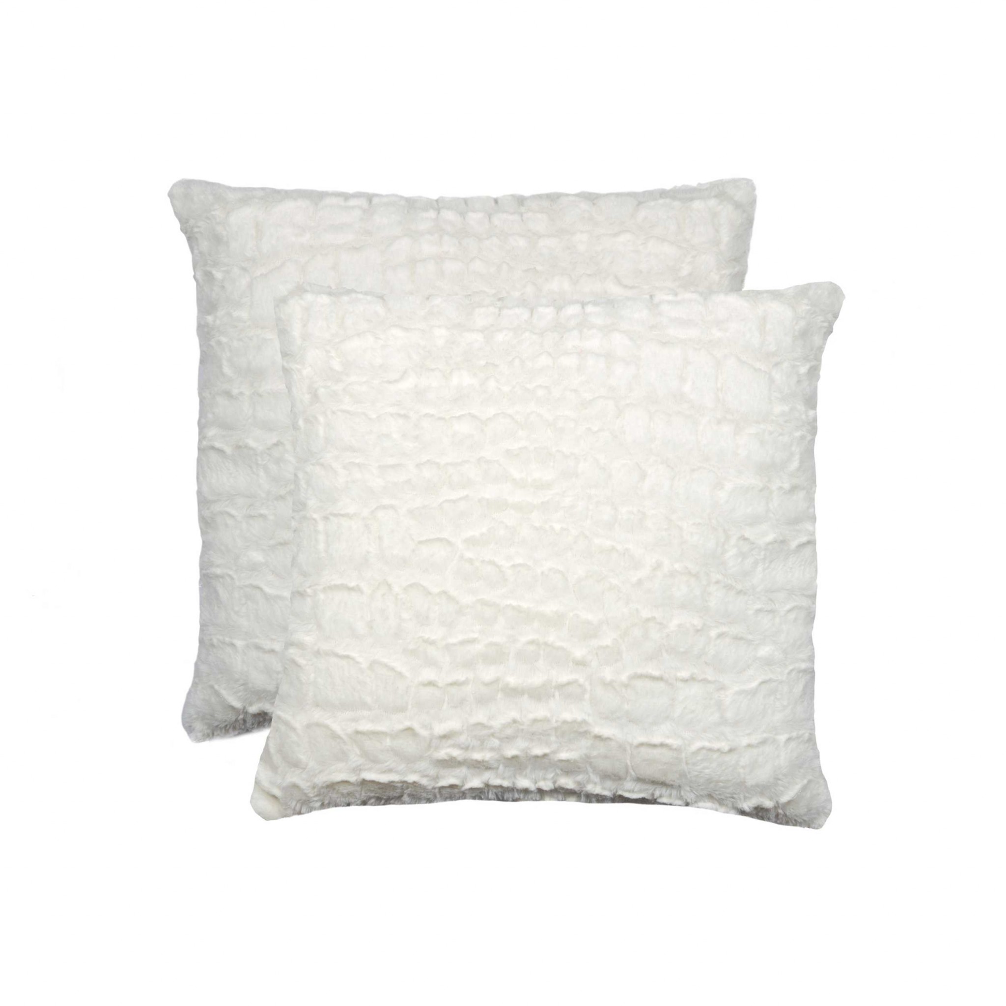 18" x 18" x 5" Ivory Mink, Faux - Pillow 2-Pack
