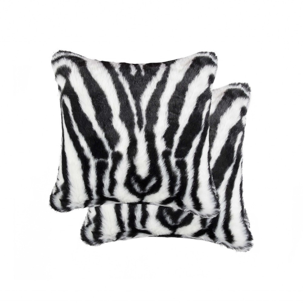 18" x 18" x 5" Denton Zebra Black & White Faux - Pillow 2-Pack