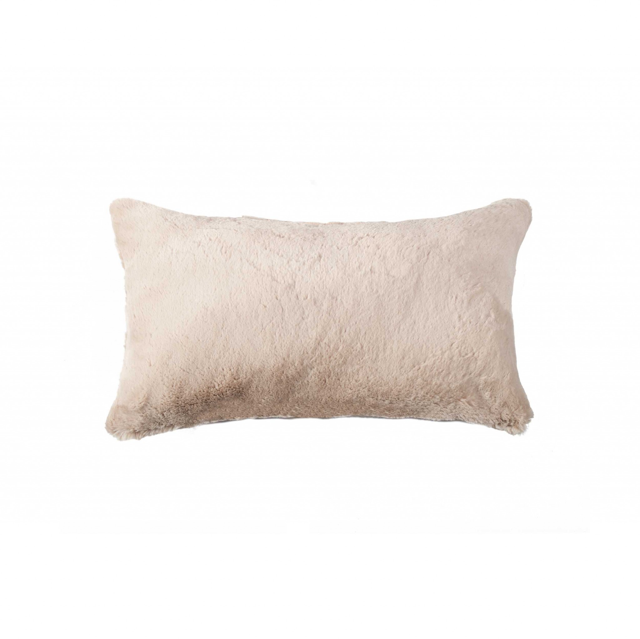 12" x 20" x 5" Beige Faux - Pillow