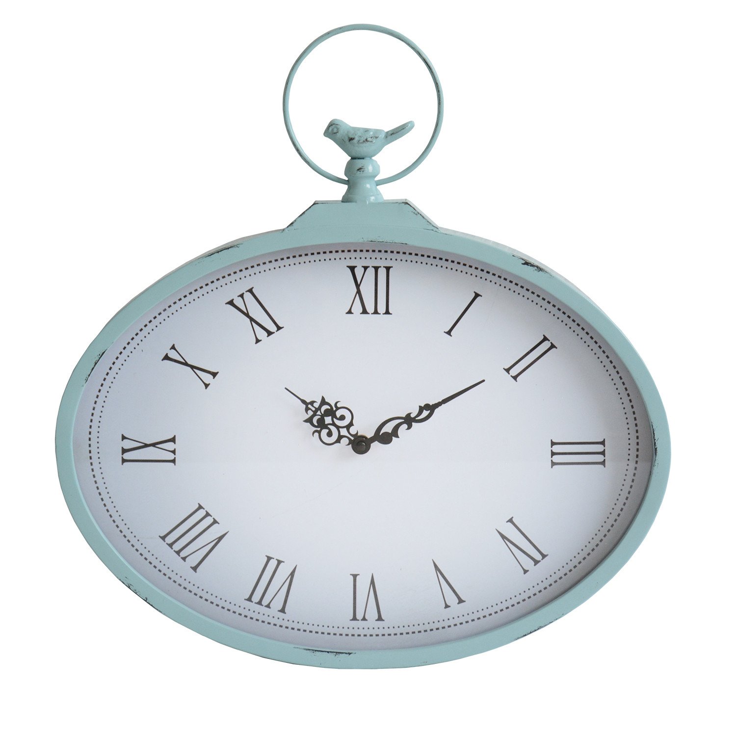 18.31" X 1.97" X 18.5" Light Blue Shabby Wall Clock