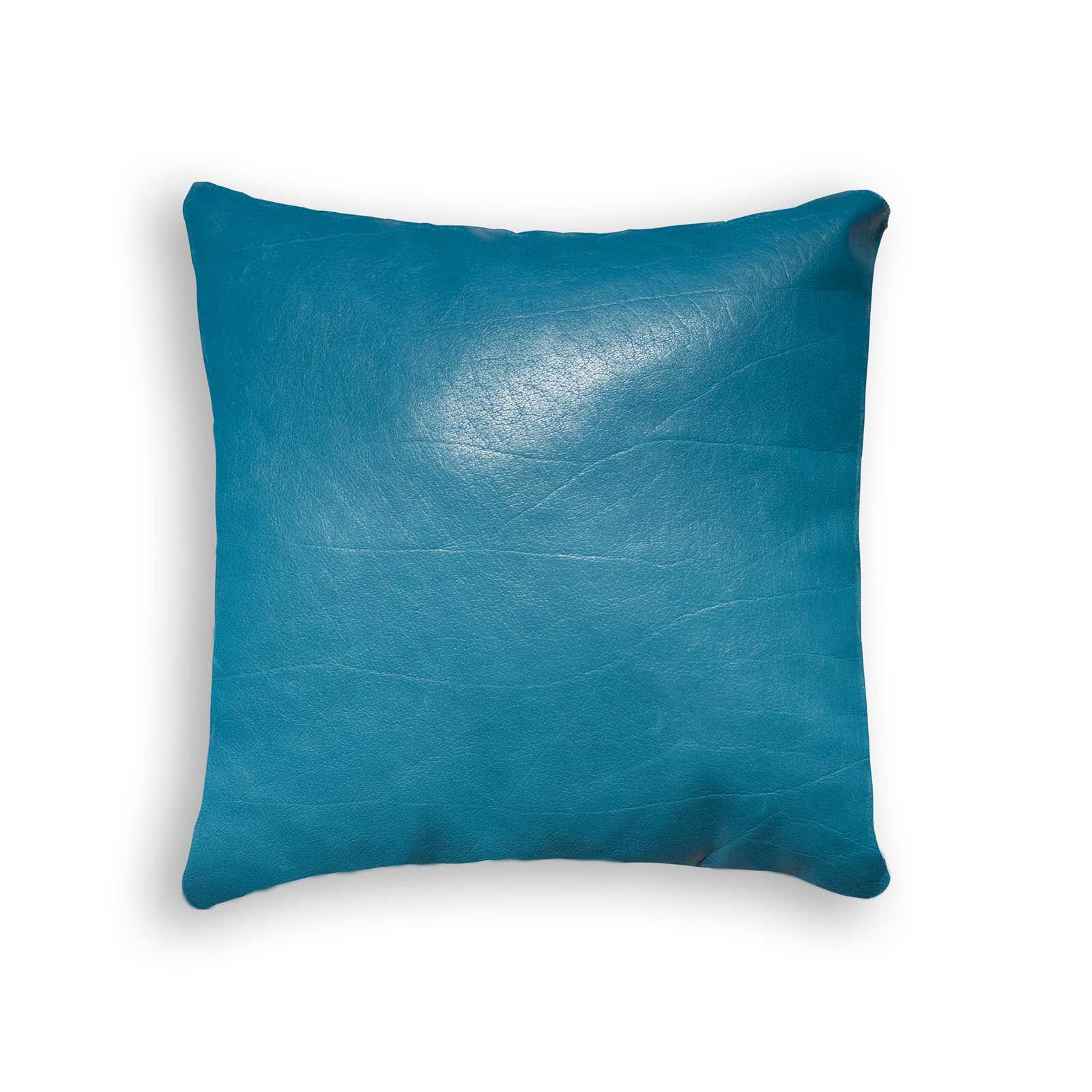 16" x 16" x 5" Turquoise, Cowhide Leather - Pillow