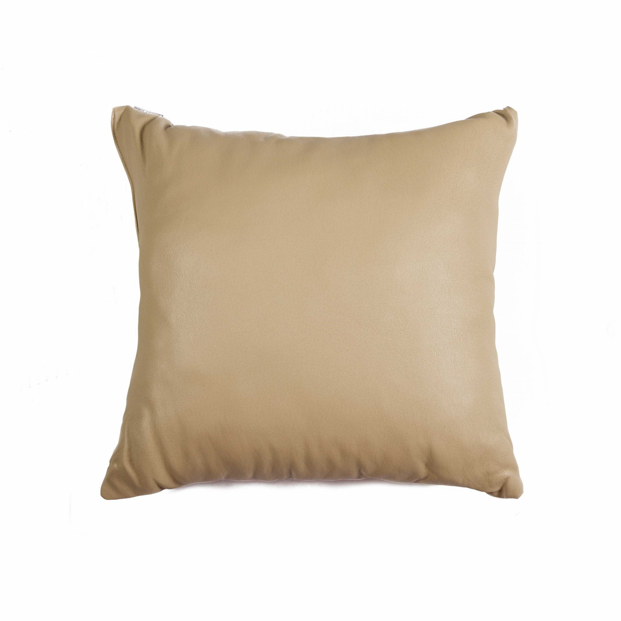 16" x 16" x 5" Tan, Cowhide Leather - Pillow