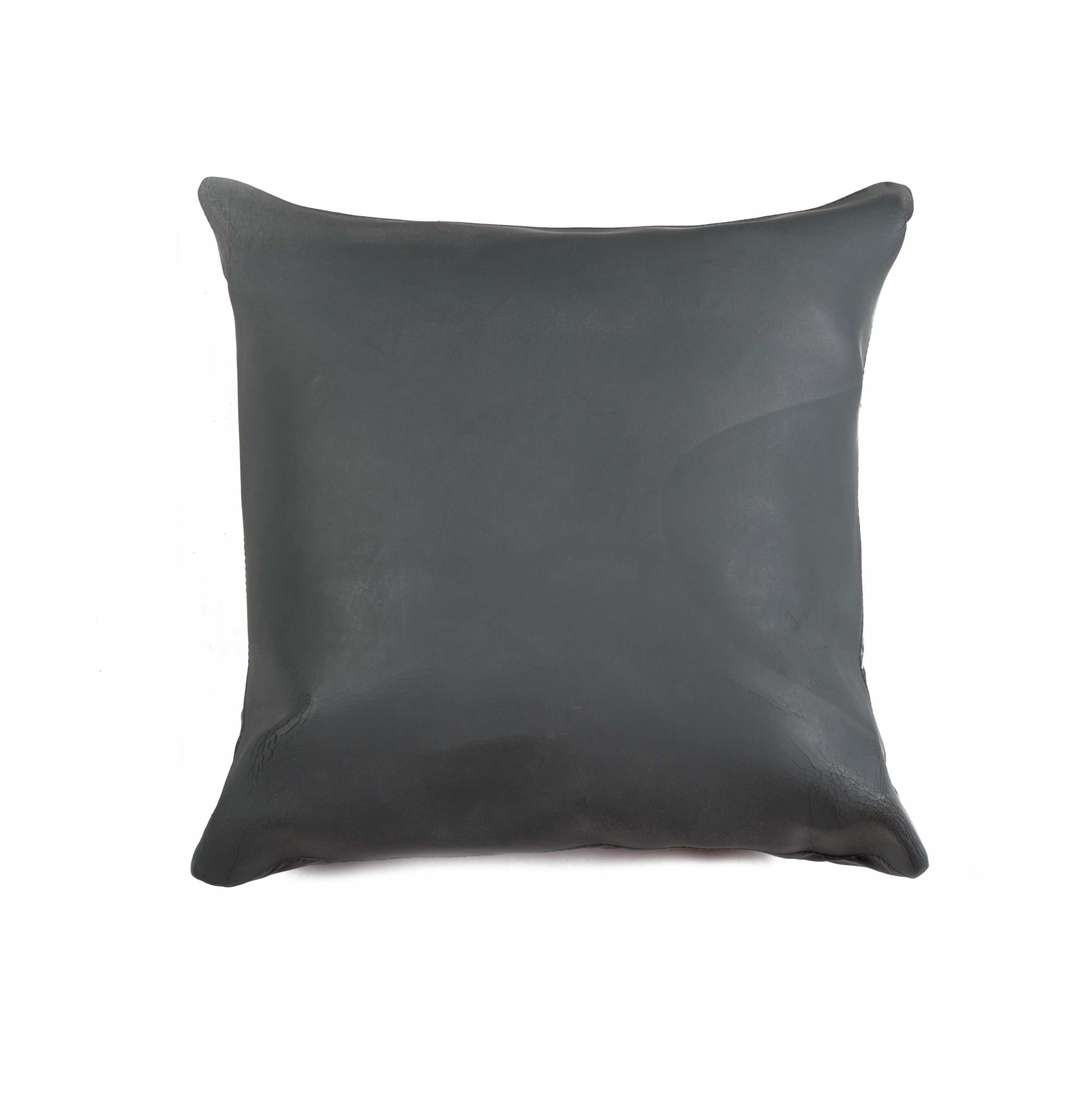 16" x 16" x 5" Slate Gray, Cowhide Leather - Pillow