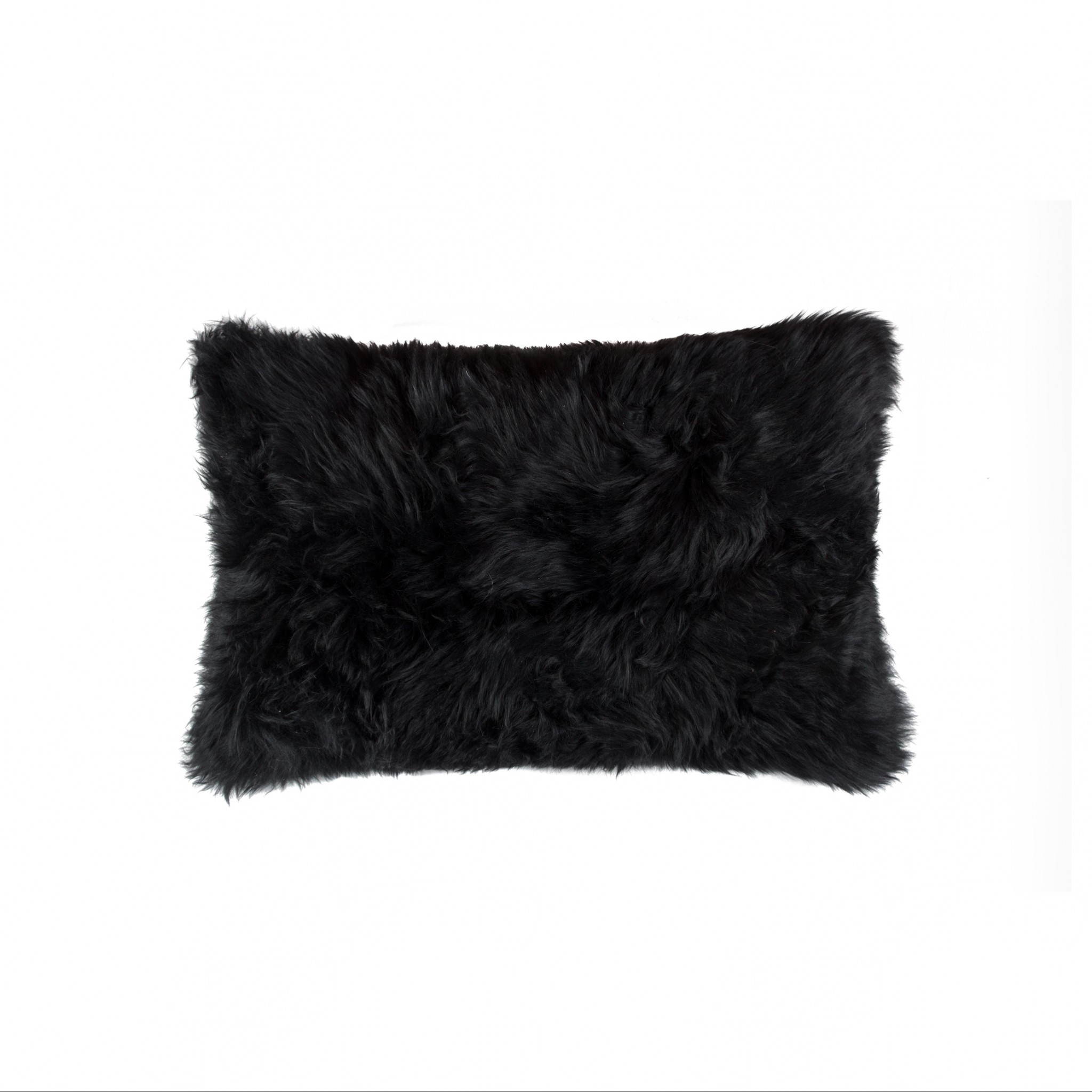 18" x 18" x 5" Modern Black New Zealand Sheepskin - Pillow