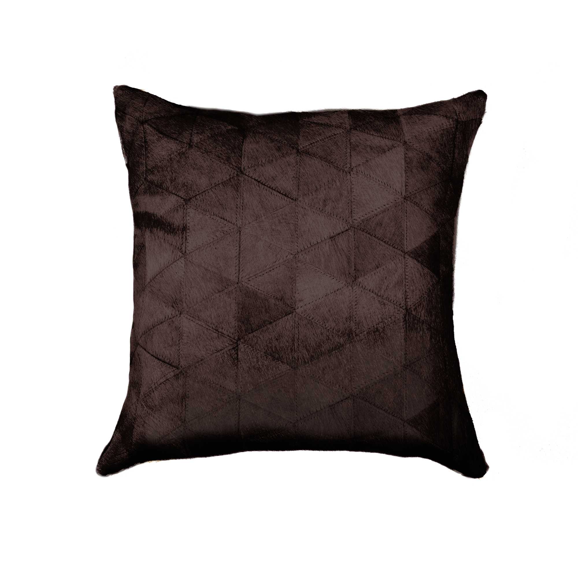 18" x 18" x 5" Contemporary Chocolate Mosaic Kobe Cowhide - Pillow