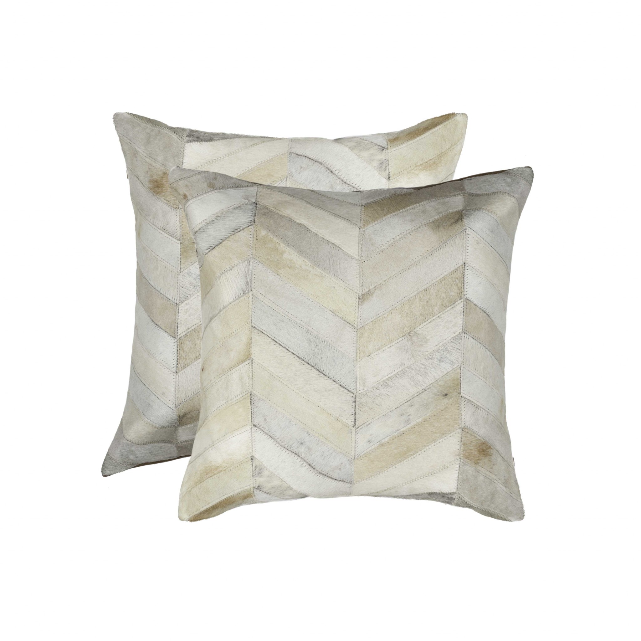 18" x 18" x 5" Natural, Cowhide - Pillow 2-Pack