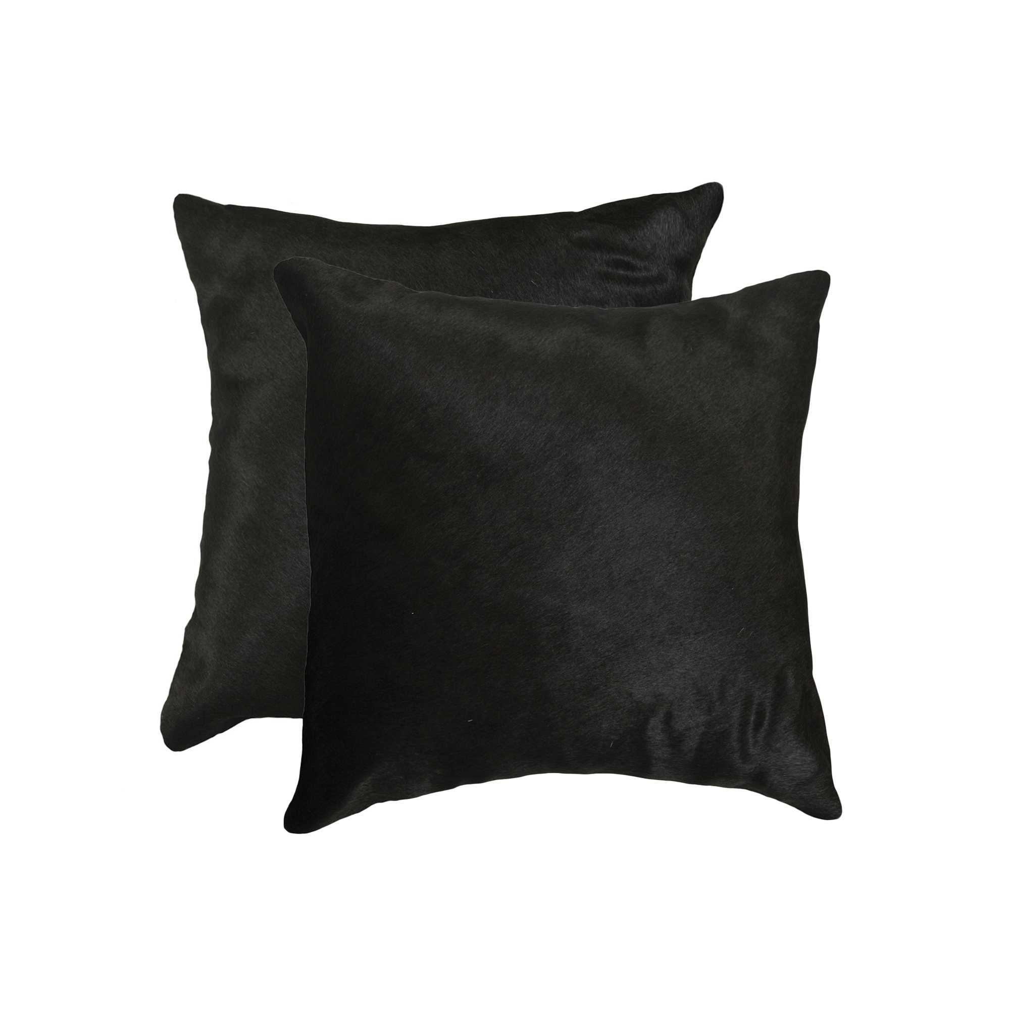 18" x 18" x 5" Black Torino Cowhide - Pillow 2-Pack