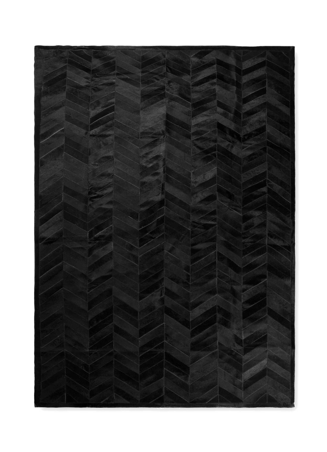 96" x 120" Black Parquet Natural Stitched Cowhide Area Rug