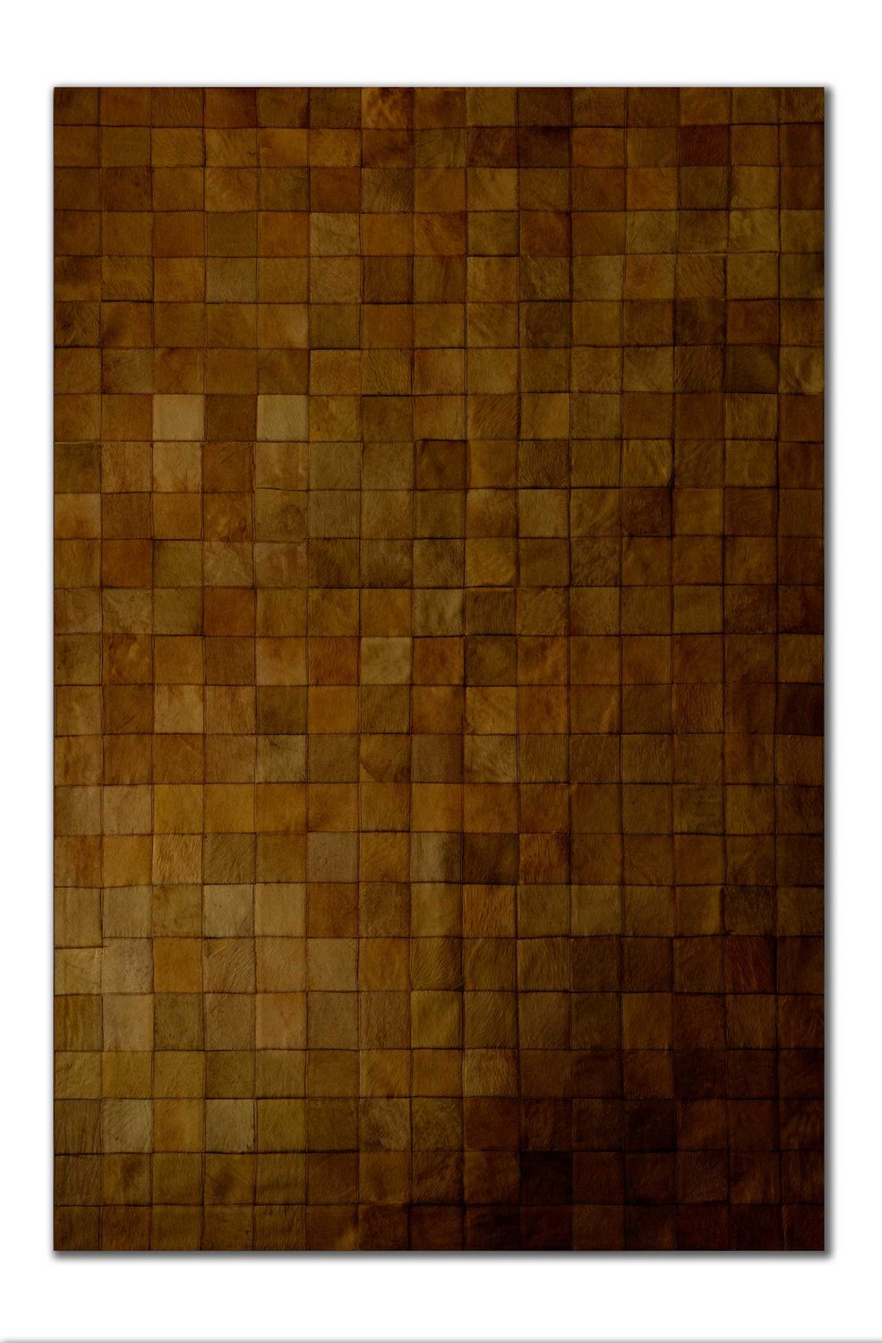 96" x 120" Brown 4" Square Patches Cowhide Area Rug