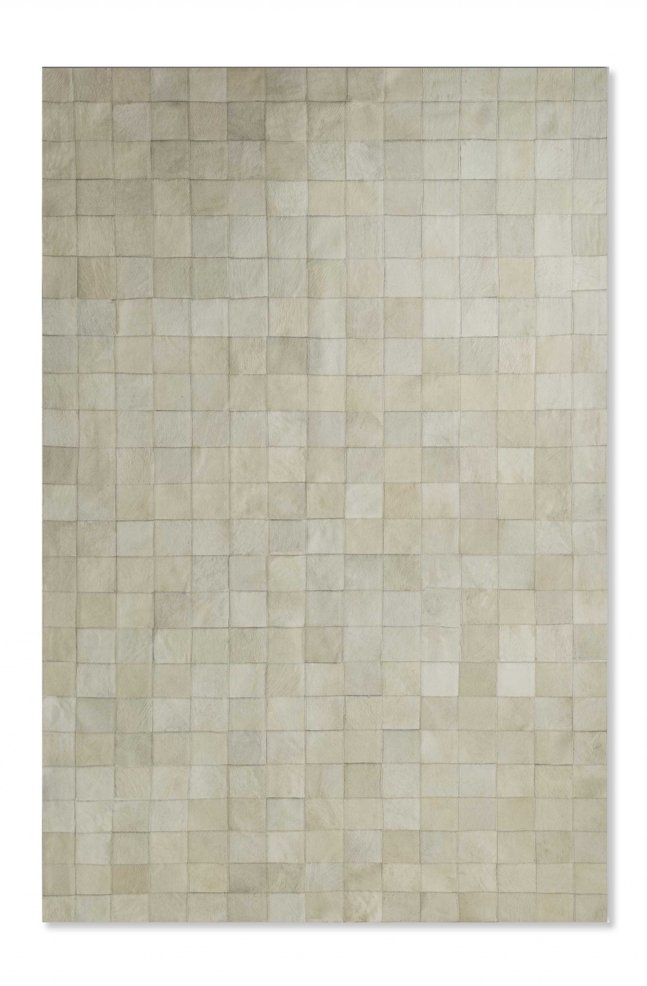 96" x 120" Off White 4" Square Patches Cowhide Area Rug