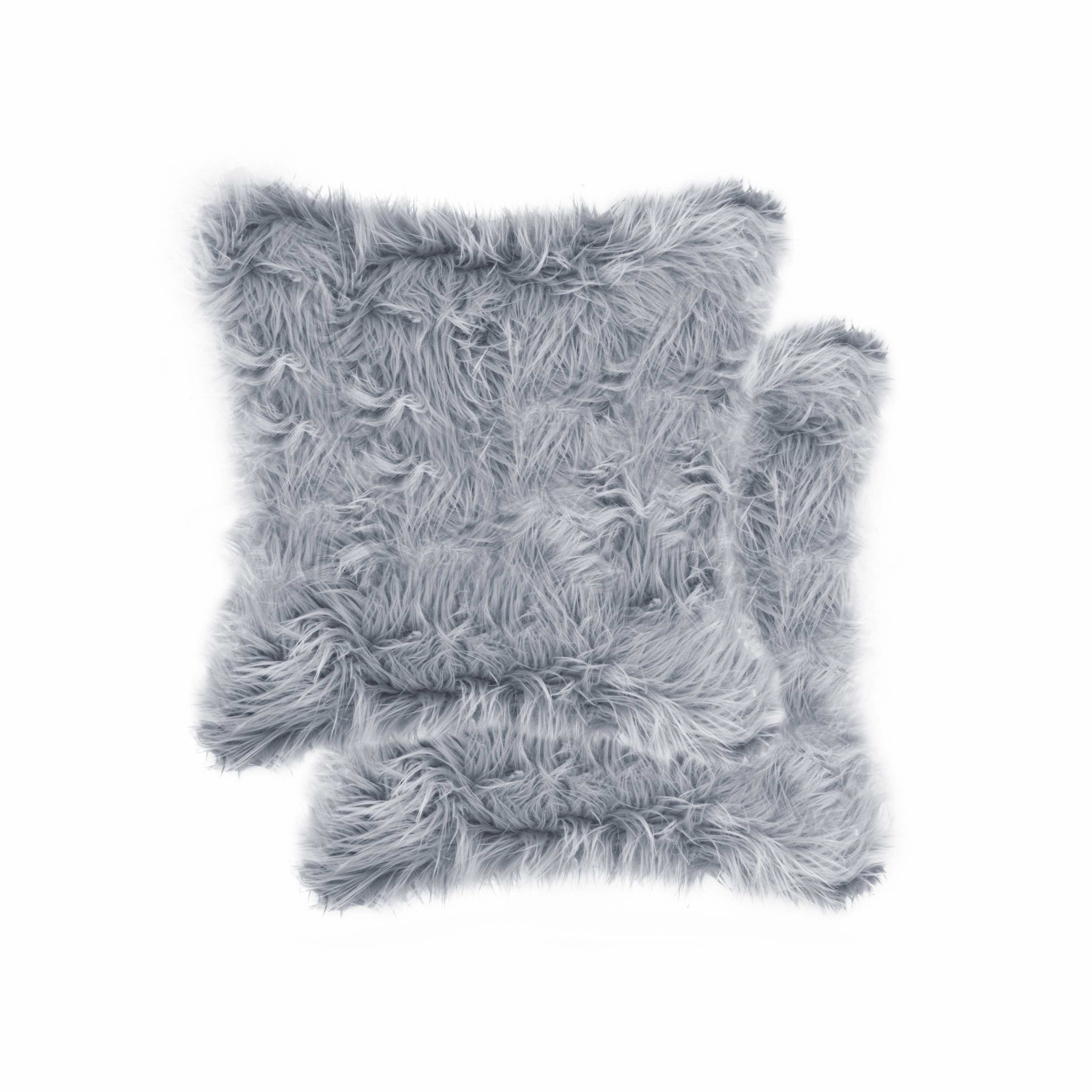 18" x 18" x 5" Grey, Faux Fur - Pillow 2-Pack