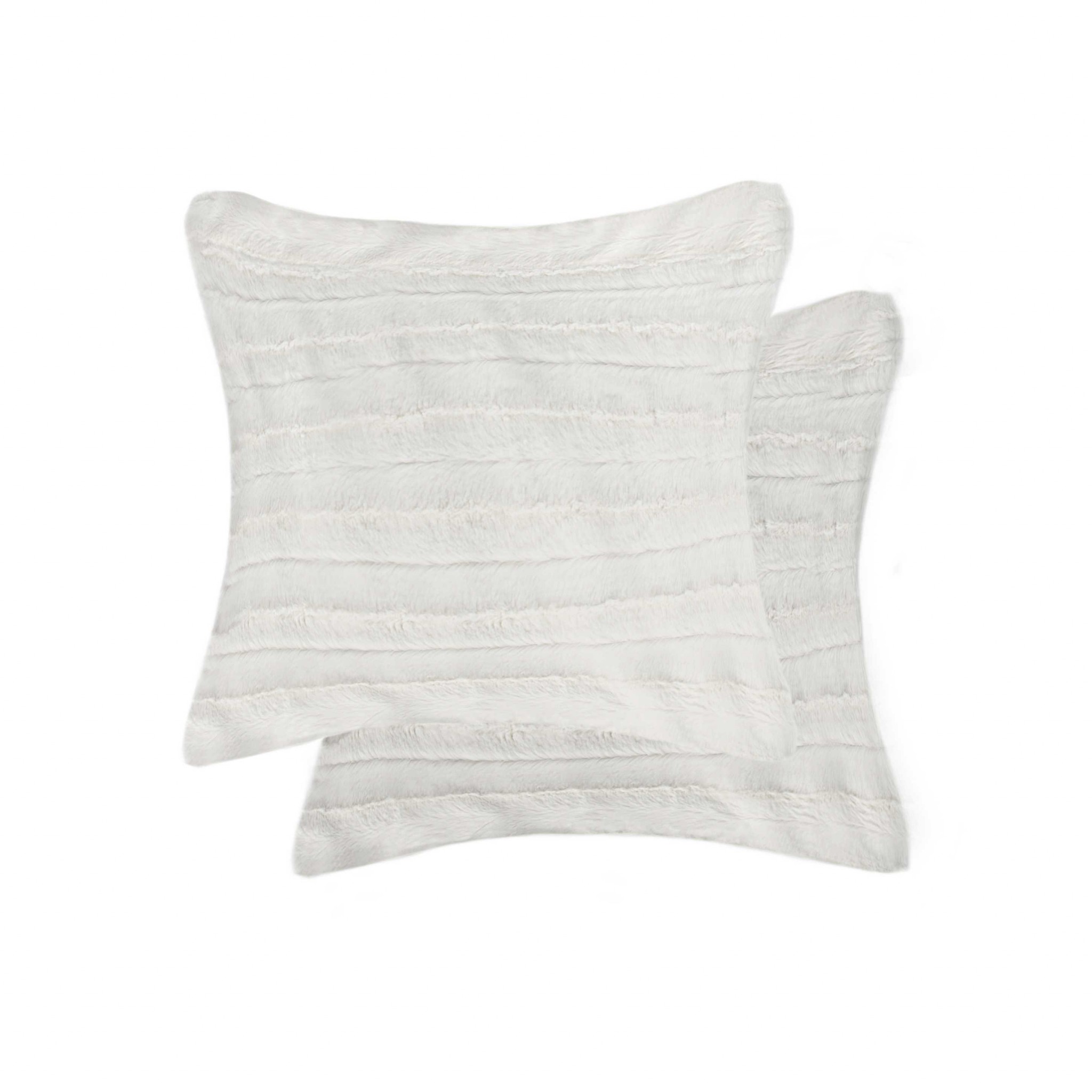 18" x 18" x 5" Off White, Linear Faux Fur - Pillow 2-Pack